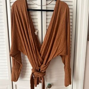 Free People Rust Wrap Blouse